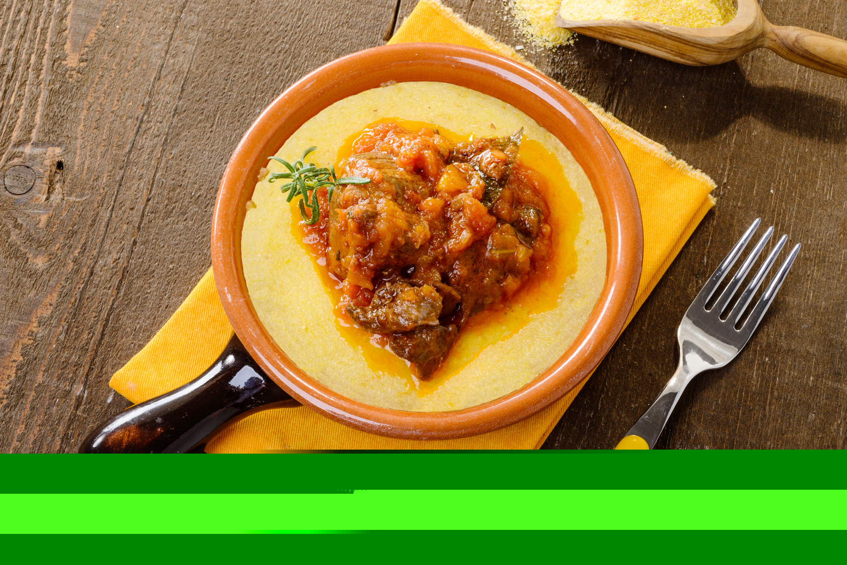 Polenta mole com ragu de língua